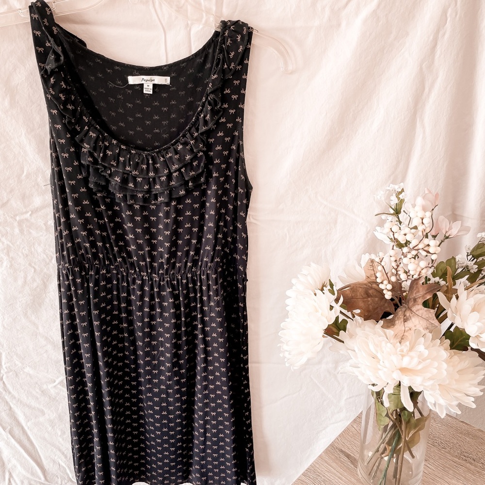 Papaya Navy Dress with Bow Print, Size M